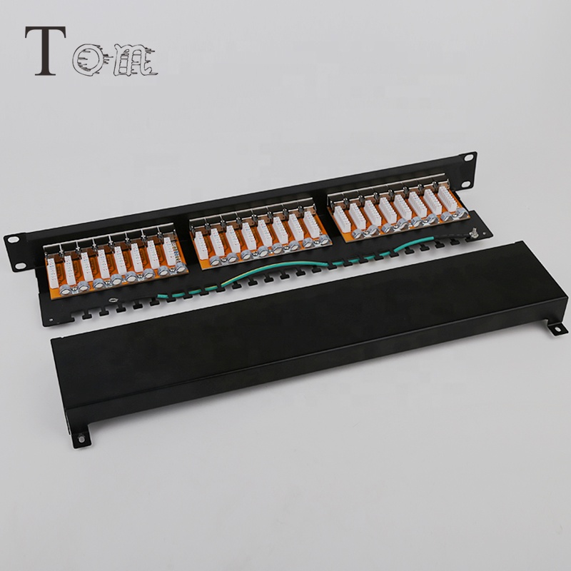 TOM-PN-26 Высокое качество 24 потра STP cat6A патч-панель 1U STP 24 порта PCB сети RJ45 cat6A коммутационная панель