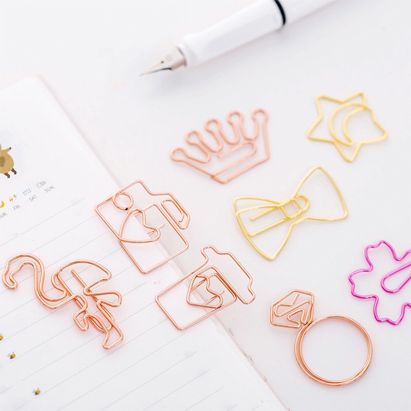 Прекрасный мультфильм закладки paperclip розовое золото бумага Клип Металл моделирование Творческий Студент поставки