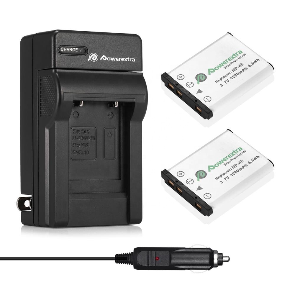 2 шт Powerextra NP-45 зарядное устройство батареи для ЖК-дисплея с подсветкой Fujifilm цифровых камер со смарт зярядным устройством и переносного сетевого зарядного устройства