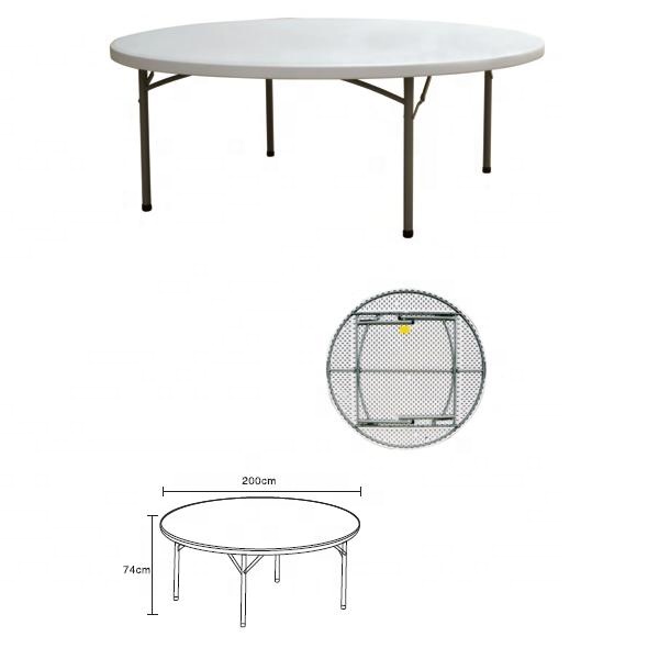 hotel or party use plastic top metal leg round foldable table for event