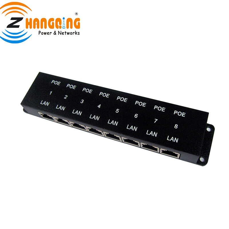 Пассивный Инжектор POE, 8 портов, черный, 10/100 Мбит/с, Power over Ethernet PoE, коммутационная панель для IP-Камеры, VOIP, WiFi AP