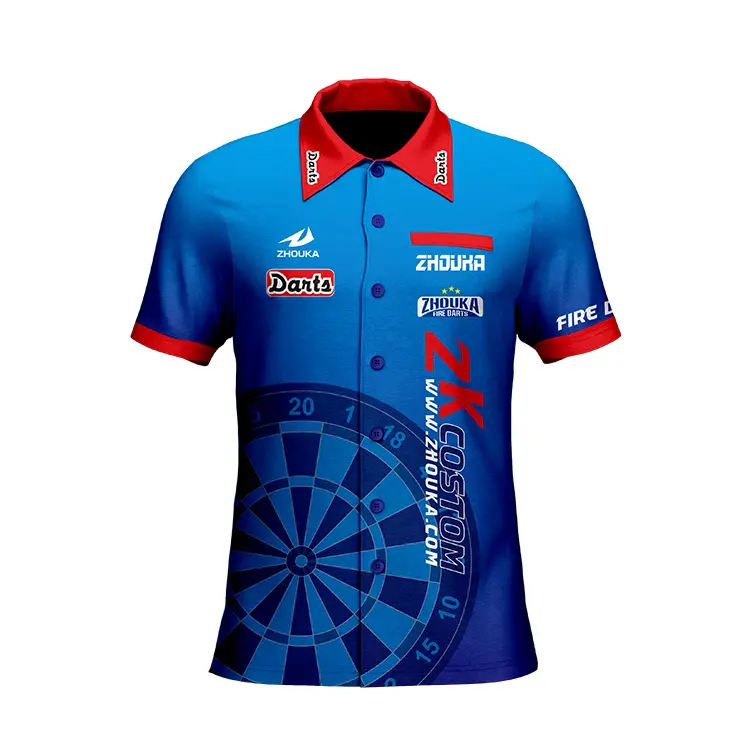 Design Your Own Custom Dart Shirts Jersey Polo With Pockets Zipper For Team Sublimated Dart Shirts