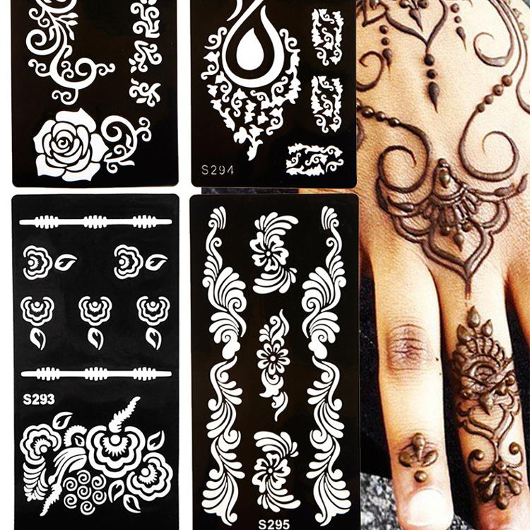 DIY art Painting for Body and Face Tattoo Stencils/Templates,Reusable PVC custom henna stencils