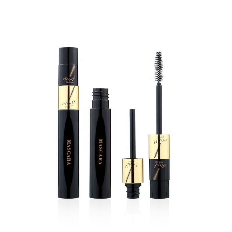 New two steps double functions round cosmetic container mascara bottle empty mascara tubes with brushes
