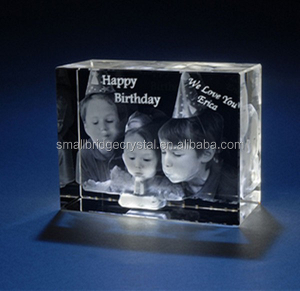 Customised 3D laser crystal birthday picture frame