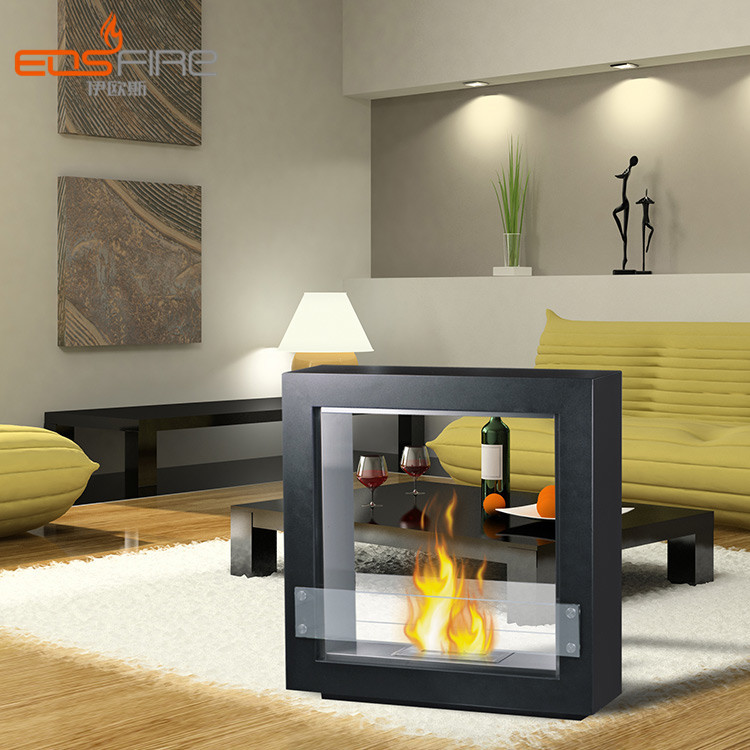 Long life time double sided fire place fireplace ethanol glass