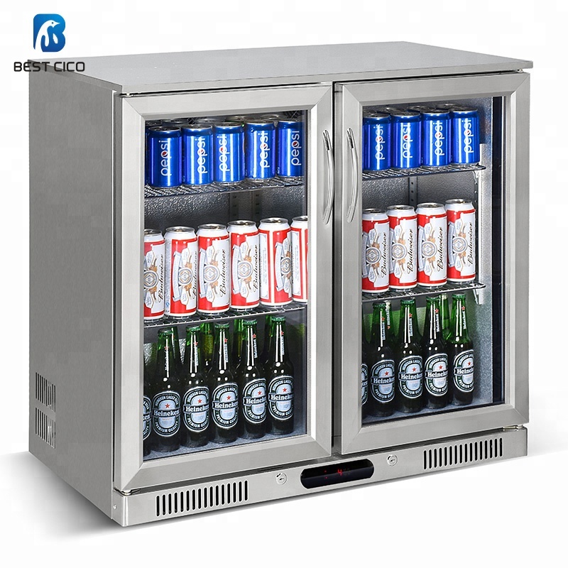 2 door undercounter bar fridge with stainless steel hinged doors under counter beer freezer for beer cooling SC-208FS