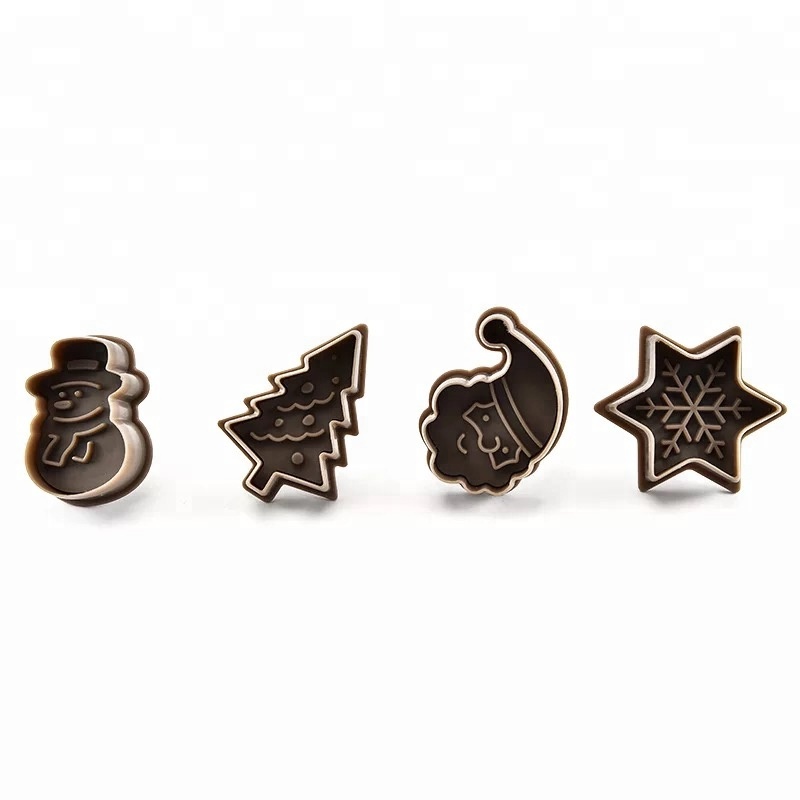 3D christmas tree pumpkin plastic cookie press and cookie stamp cutter