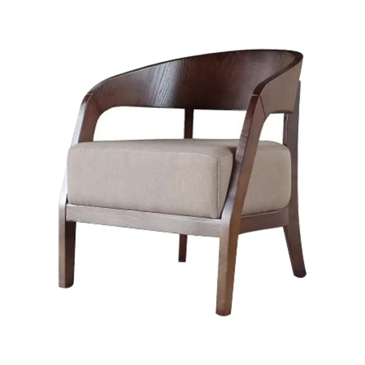 Minimalist Wooden leisure style coffee chair fabric upholstery bulk lounge chair to UK market