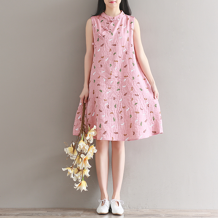 Пользовательские Печатные Летние Удобные Cheongsam платье розовый хлопок белье платье для девочек