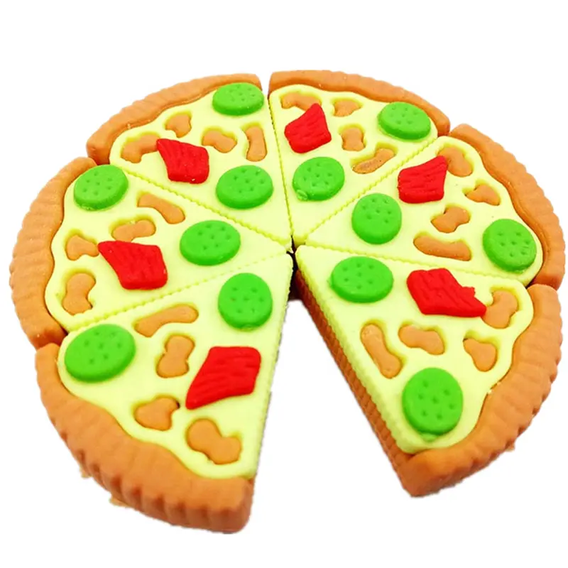 Promotion 3D DIY Cartoon Food Pizza Cake School Kids TPR Eraser