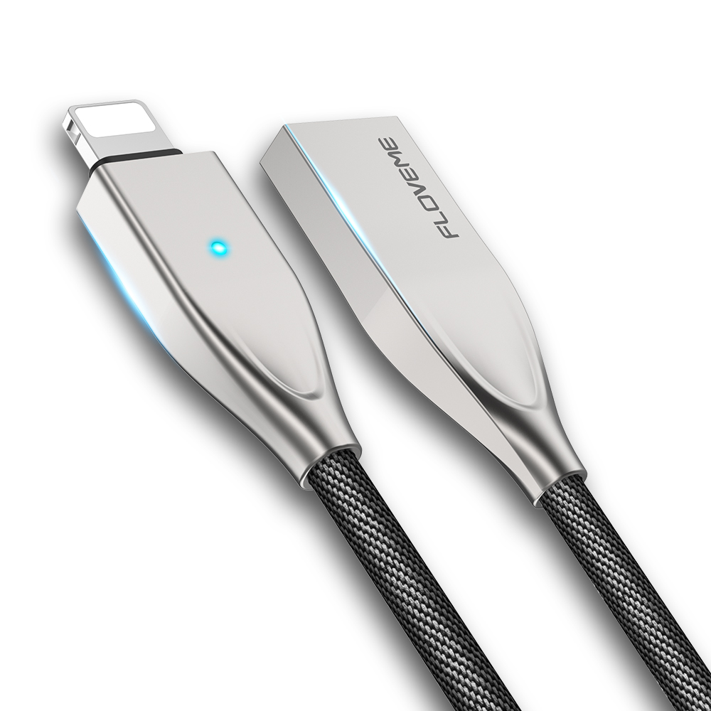 Free Shipping 1 Sample OK Auto Disconnect USB Cable for iPhone FLOVEME 5V/2.1A Fast Charging LED Data Sync Mobile Phone Cable