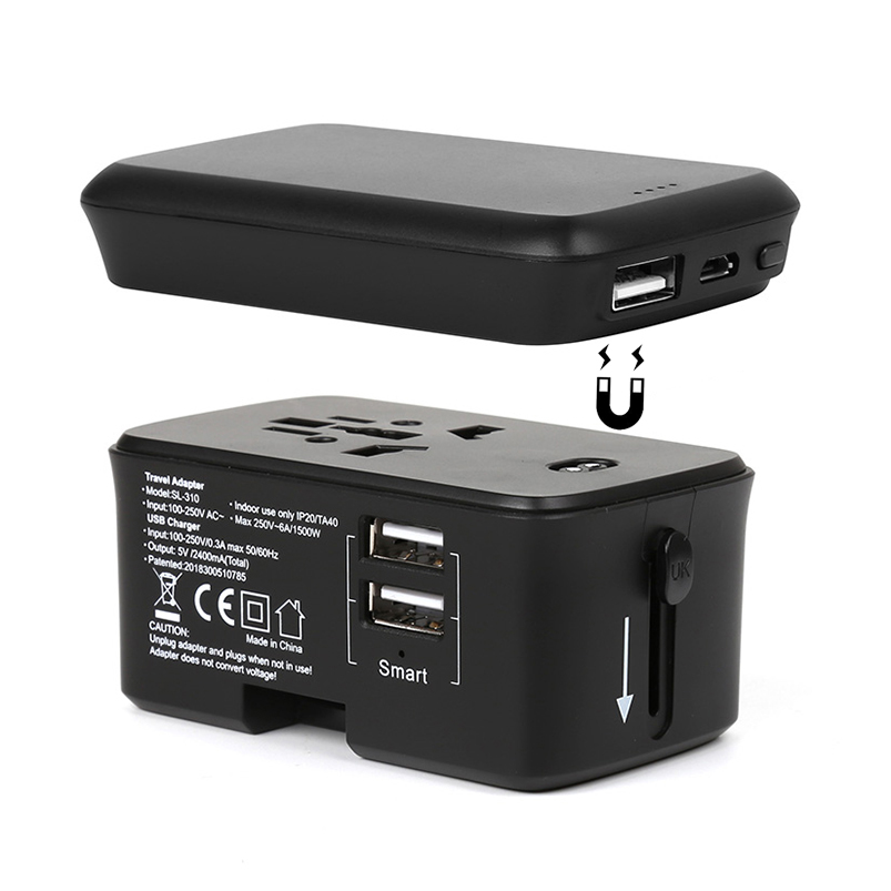 Лидер продаж от производителя, защищенный патент, 5 В, 2,4 А, двойной usb 4000 мАч, емкость, AC, DC, дорожный блок питания, адаптер