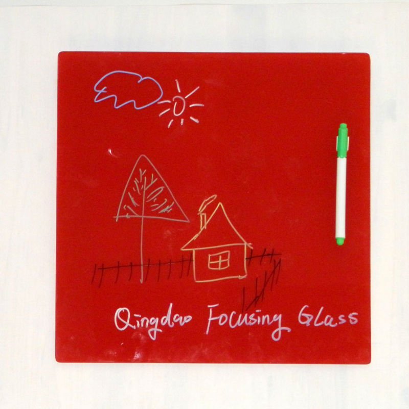 Red color erasable magnetic tempered glass writing board /memo boad/drawing board