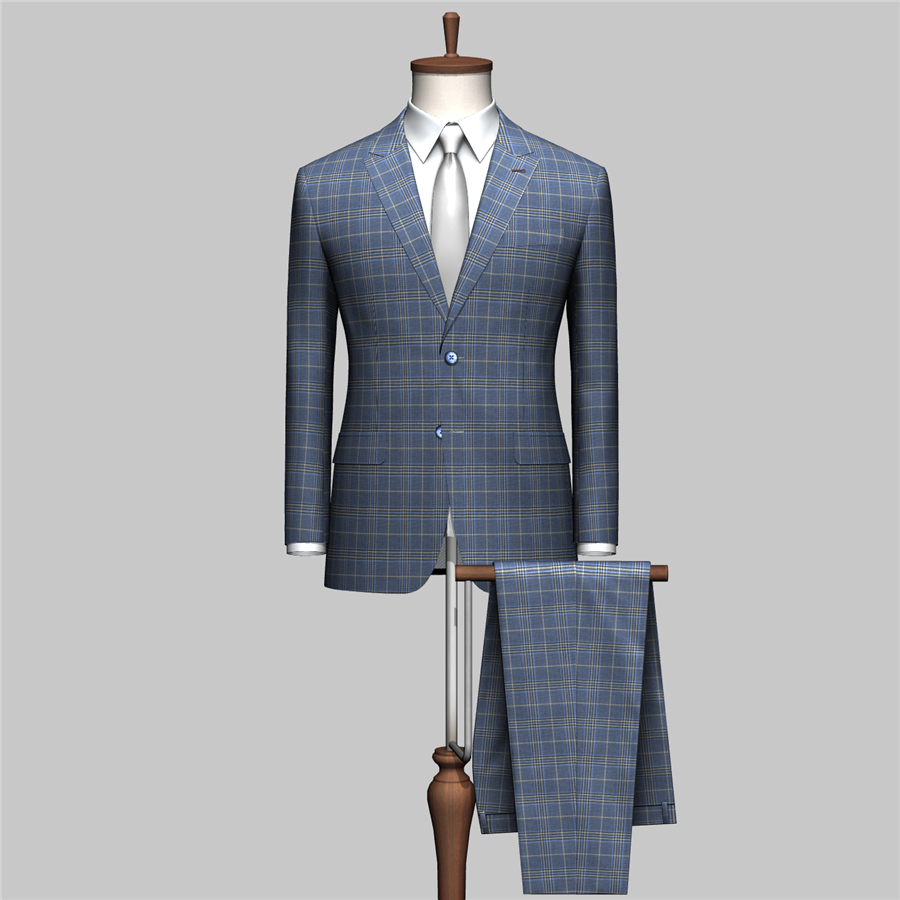 NEW Polyester viscose spandex blend material windowpane design textured suiting men's suit blazer fabric for summer cloth
