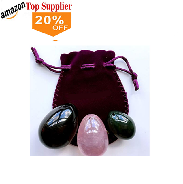 Amazon бестселлеры белого нефрита драгоценный камень Йони Яйца 3-pcs комплект, из розового кварца, обсидиана и нефрит, сверлить,