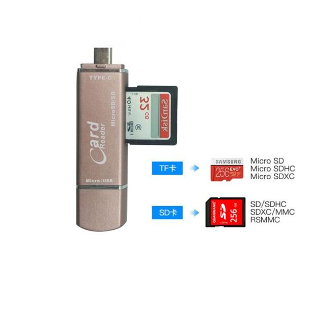 Горячая Распродажа 5 в 1 кардридер для Type C/Micro USB/USB A/SD/Micro-SD