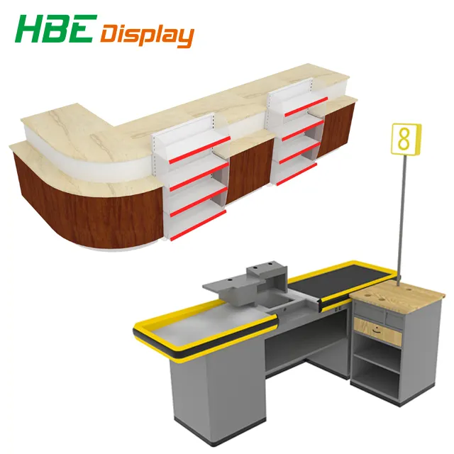 cashier table desk design supermarket checkout counter with conveyor belt