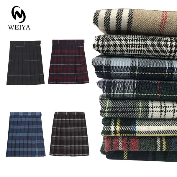 Fabric Manufacturer Customized Woven South Africa Kids Girls Students Yarn Dyed Kilt Checked Skirt Material Plaid School Uniform Fabric