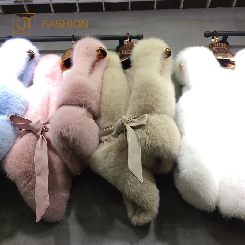 Женский короткий жилет jtfur, нестандартный жилет из натурального меха лисы, с бантом, в интернет-магазине, Китай
