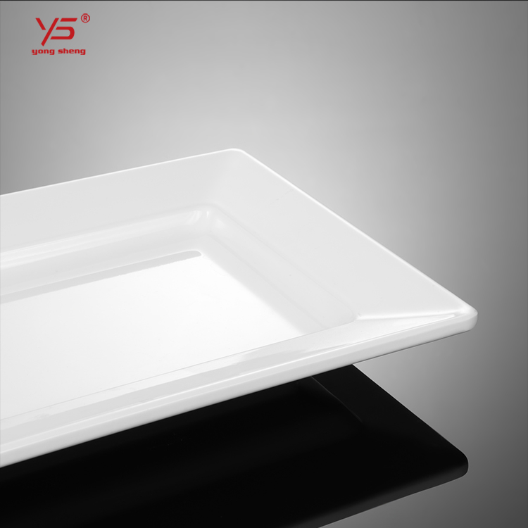 Superior quality imitation crockery plastic dinner plate oblong white plate melamine dinnerware
