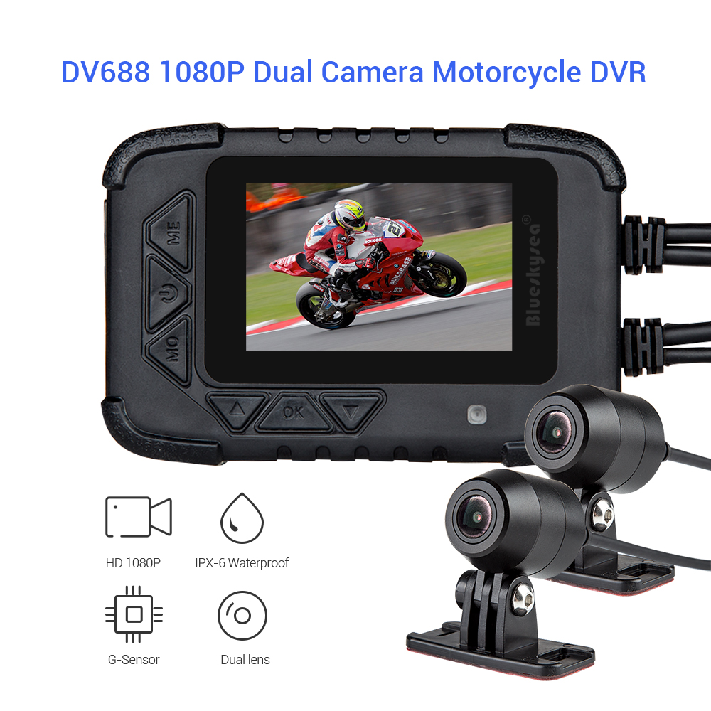 Blueskysea DV688 мотоцикл двойной FHD камеры Спортивная камера 1080P мотоцикл рекордер
