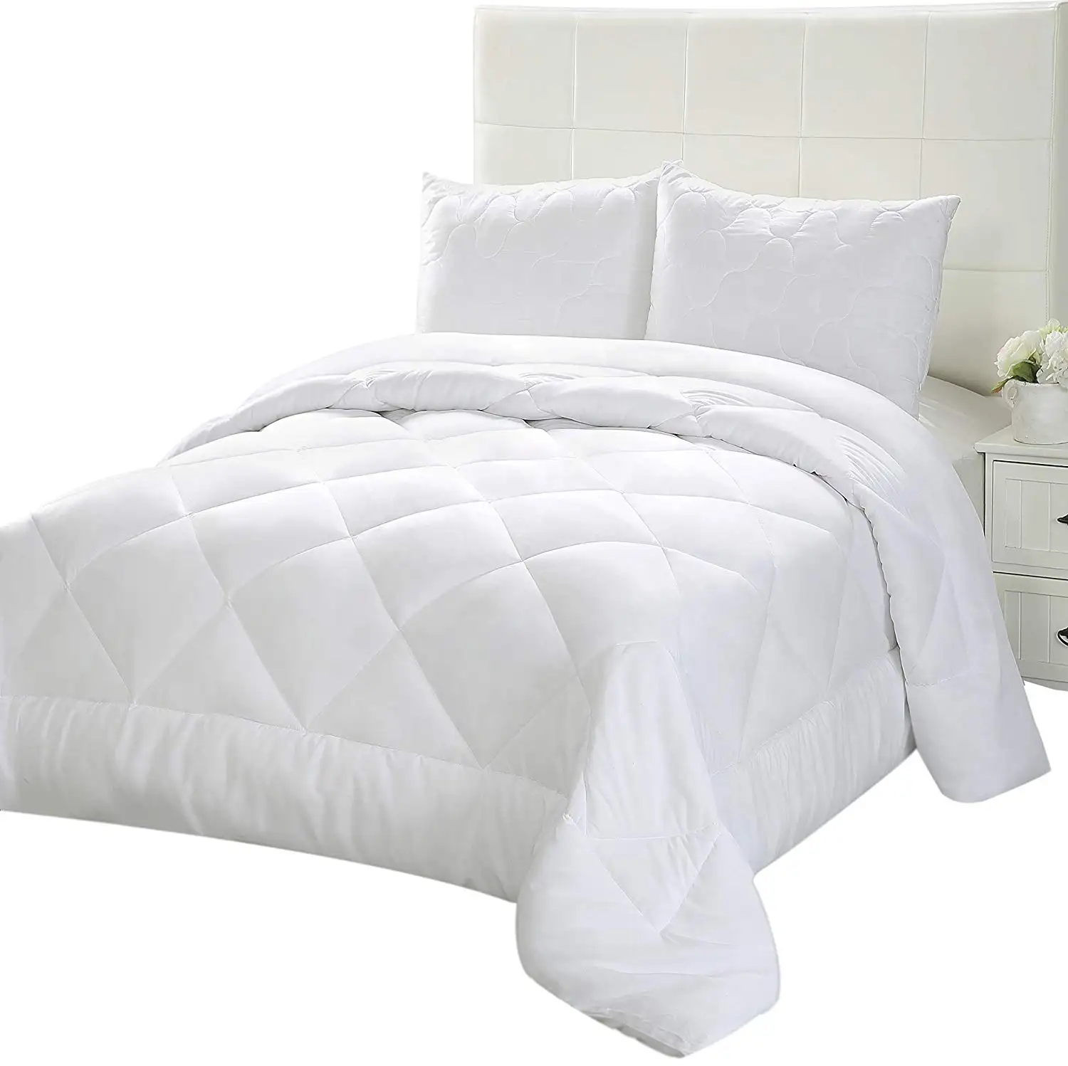 White Down Alternative Quilted Comforter-Hypoallergenic, 200gsm Plush Microfiber Fill Duvet Insert or Stand-Alone Comforter