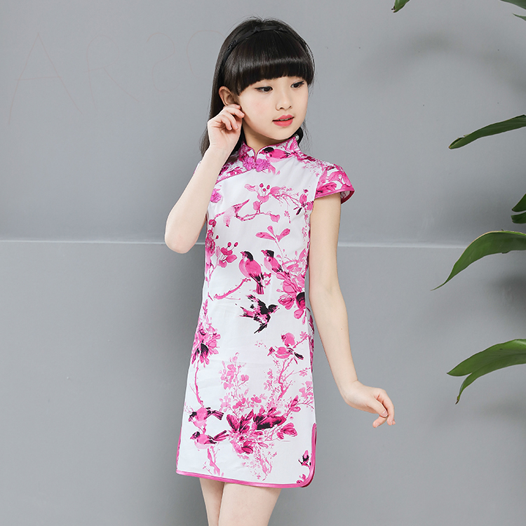Современный средней длины для девочки Cheongsam платье в традиционном китайском стиле