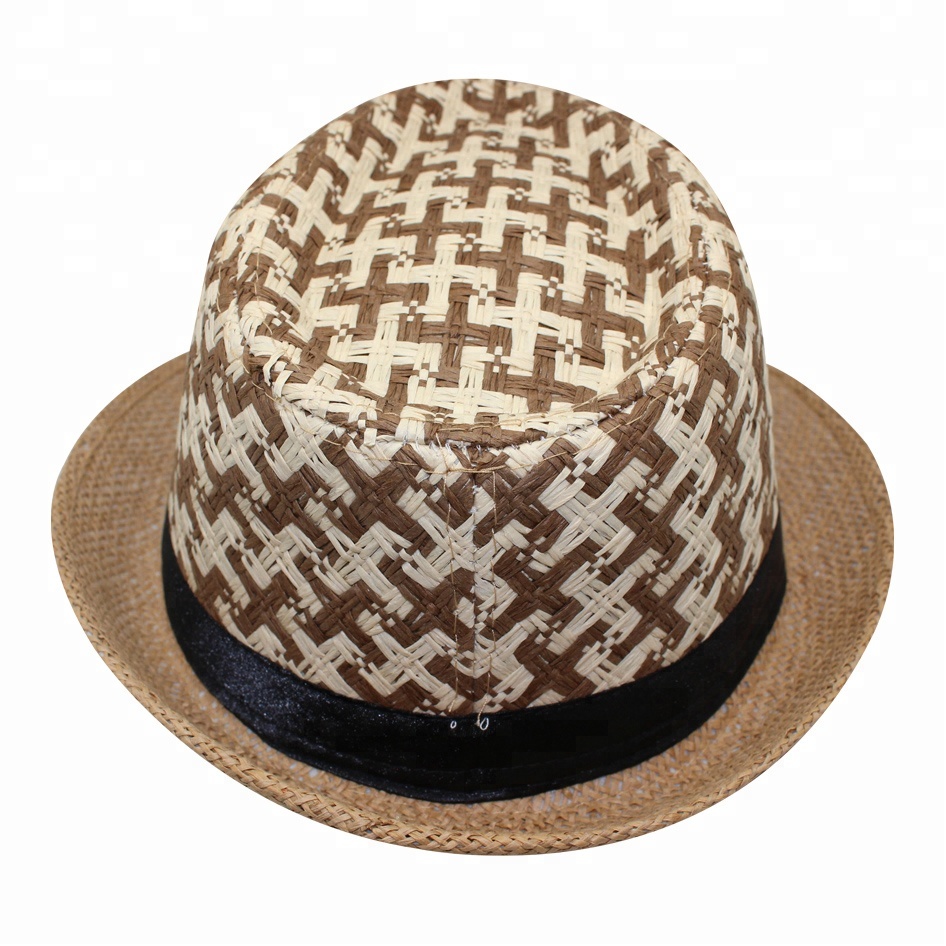 Cheap promotional straw hat men's fedora jazz fedora hats wide brim