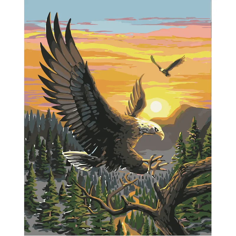 Drawing Canvas Modern Oil Painting Eagle Falling To The Branches In The Sunset Oil Painting Brushes Art Wall