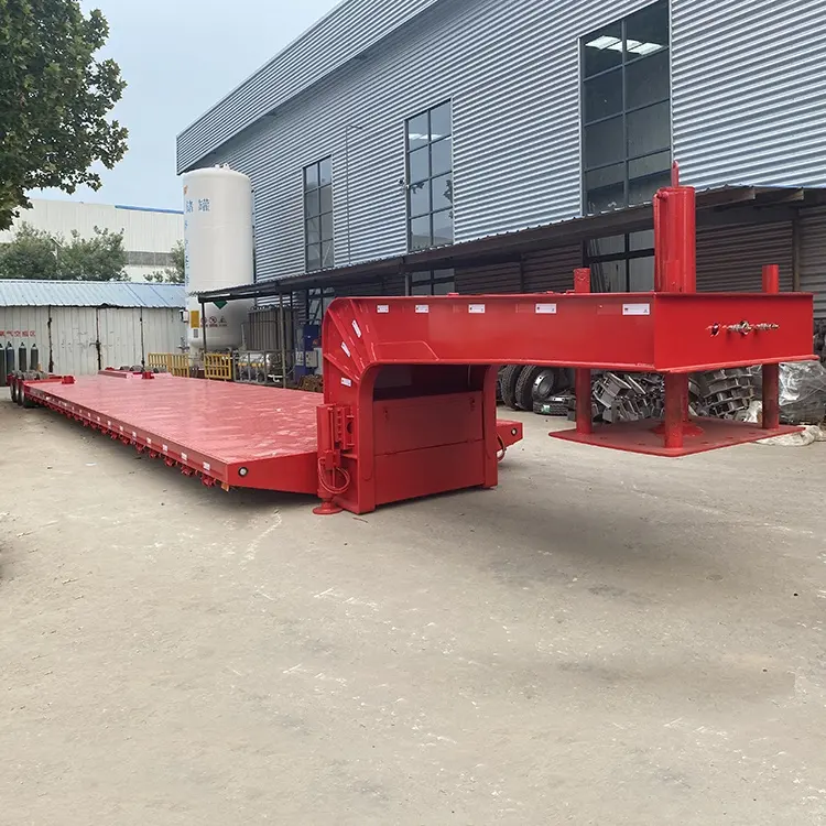 3 axles 80 ton ultralow lowbed semi trailer for heavy duty machine transport
