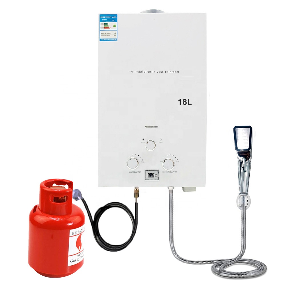 18L Portable Propane Gas Tankless Instant LPG Water Heater with Shower Kit for Outdoor Camping