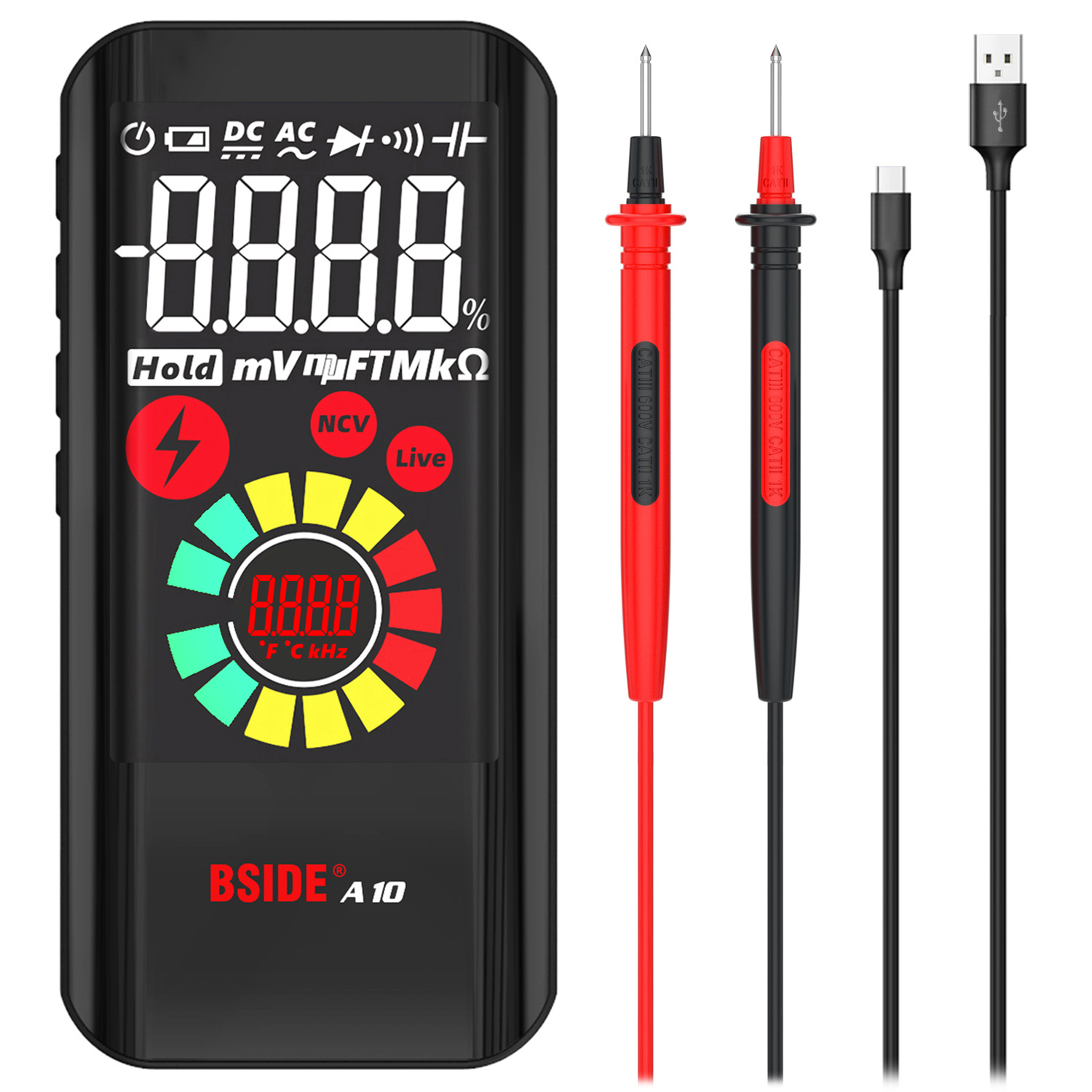 BSIDE A10 digital multimeter with Color LCD Rechargeable Pocket Smart Voltmeter Voltage Testers Digital Multimeter
