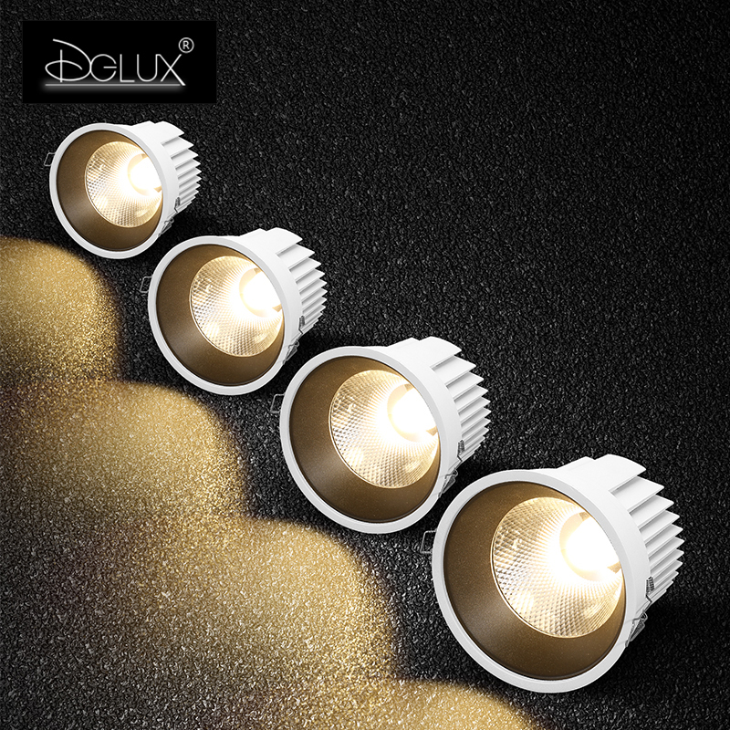 DGLUX cheap price 9w~40w RA90 cob recessed led downlight 2700K~6000K indoor dimmable hotel home apartment down light