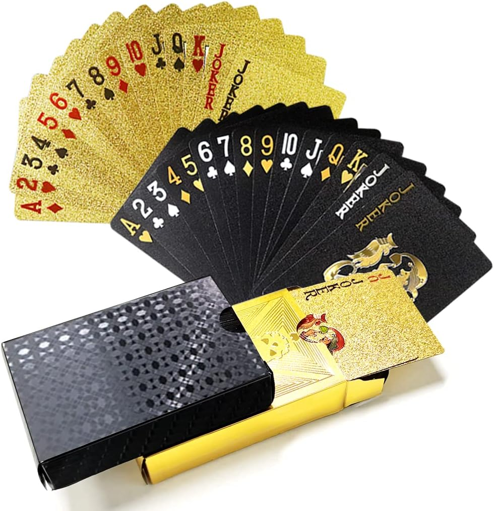 Waterproof Playing Cards, Plastic Playing Cards, Deck of Cards (Gold Diamond Cards)