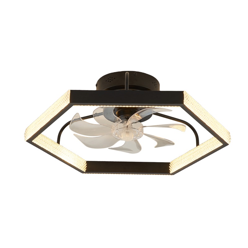 Hot selling modern home dining room decoration led hexagonal fan chandelier