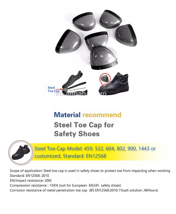PVC-strip protect shoe inserts material toe caps EN12568 safety shoe steel toe cap