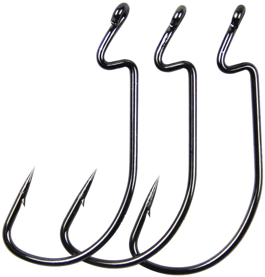 100pcs/bag 38105 1/0-5/0 Wide gaps Offset Worm Hooks Jig Fishing Hooks Set Fishhook Bass for fishing lure