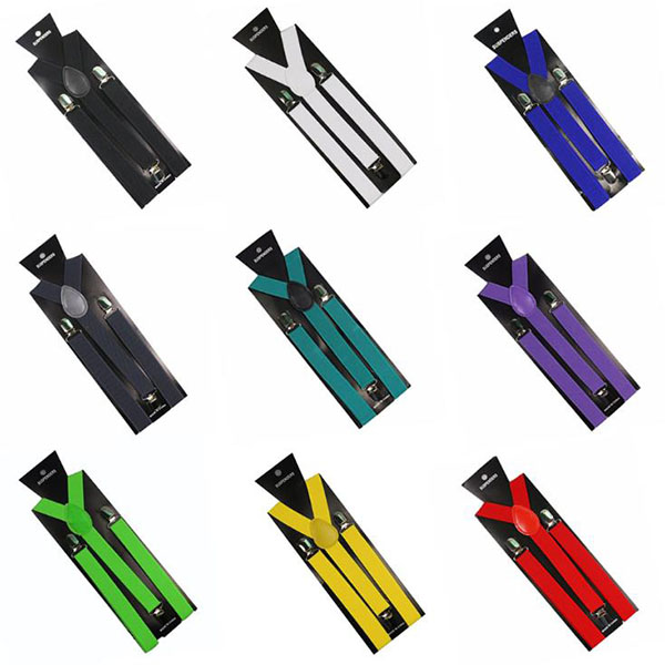 custom cheap candy color elastic suspenders for men