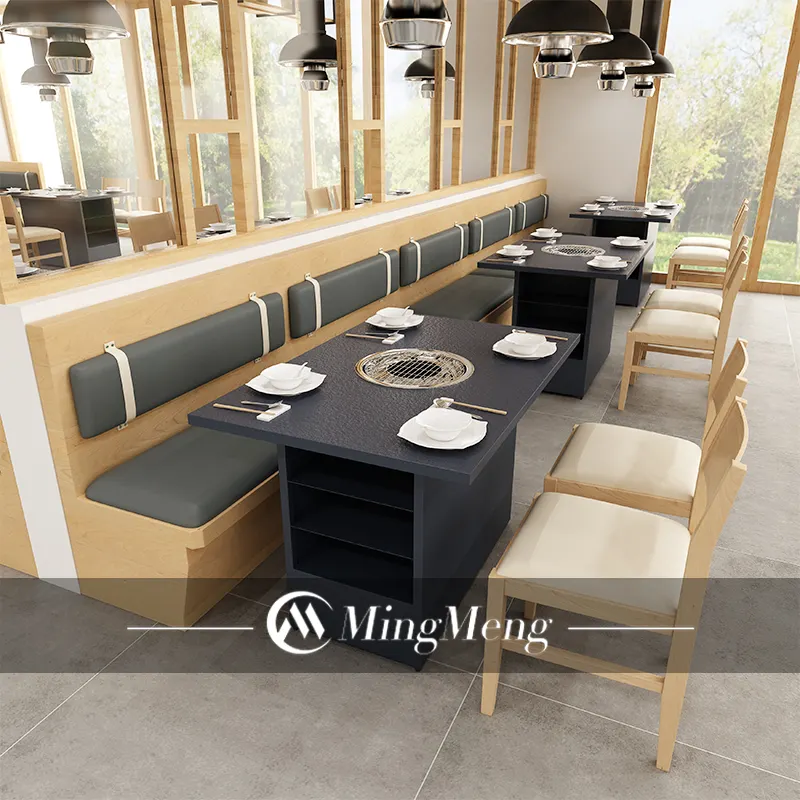 Durable Furniture Barbecue Restaurant Sets Furniture Suppliers Cafeteria Design Hot Pot Restaurant Tables and Chairs