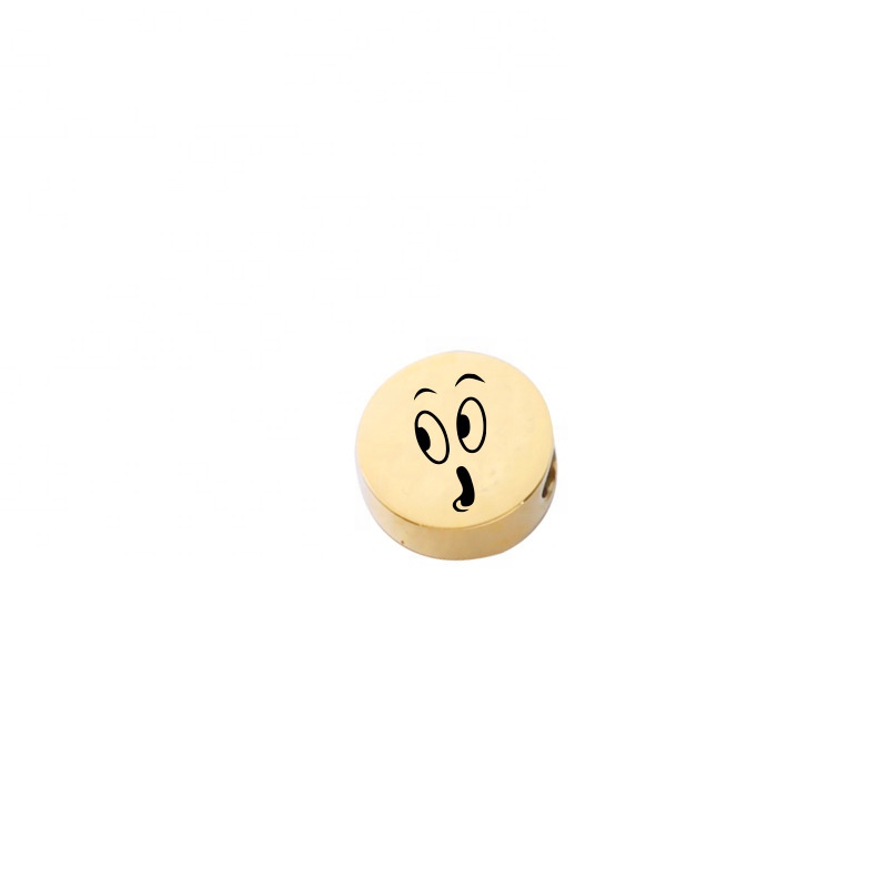 Gold Plated Halloween Ghost Face Stainless Steel Round Bead Decorative Accessories