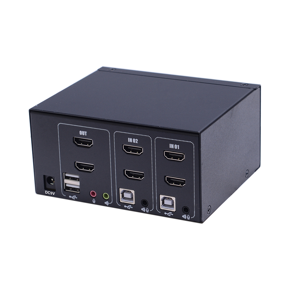 Мультиплатформенная поддержка настольный USB Hub 2,0 Встроенный 2 порт HDMI KVM переключатель