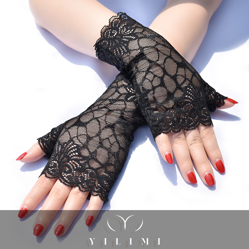 New Arrival Bridal Accessories Wedding Half Finger Sunscreen Short Gloves Fashion Sexy Women Driving Fingerless Lace Gloves