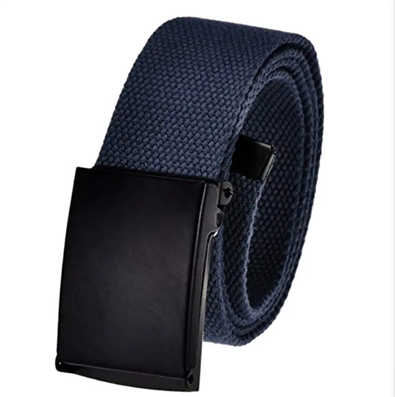 Men's Cut to Fit Golf Belt Casual Outdoor Canvas Webbing Belt with Black Flip Top Customize Buckle