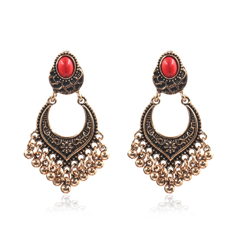 Popular creative fashion geometric small bells tassel earrings women