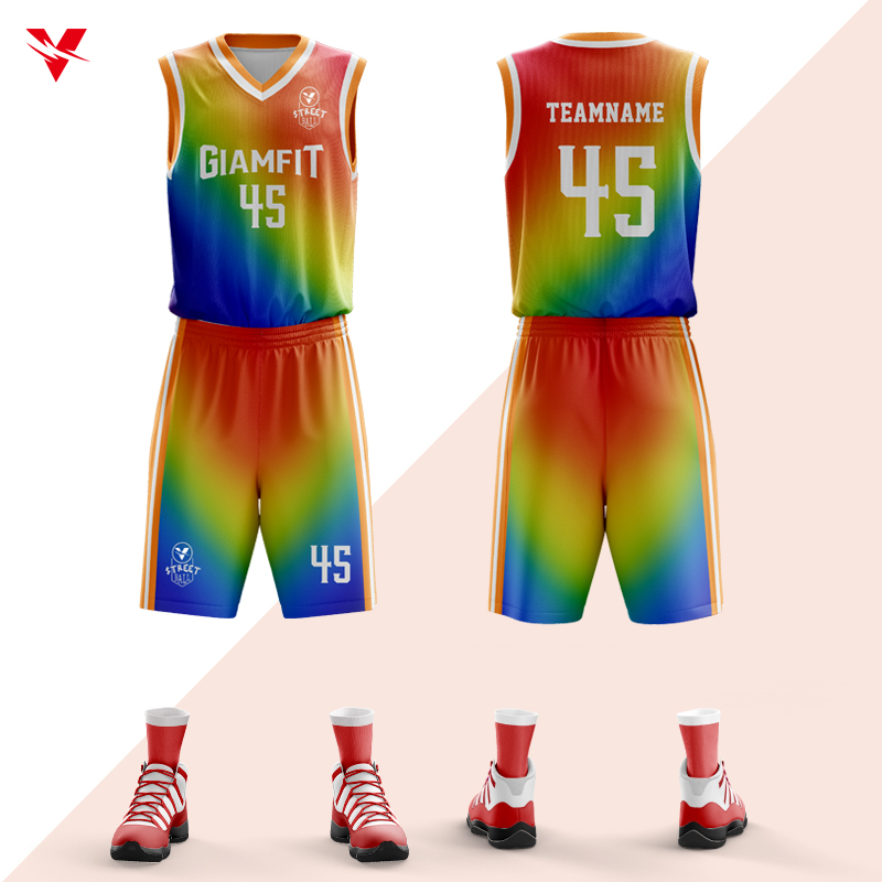 All Over Print Customizable Sublimation Personalized High Quality Polyester Mesh Basketball Jersey Uniform Sets Mens