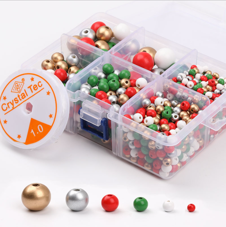 Amazondiy beading materials boxed /colored wooden beads fish line combination set lotus wood beads/ loose beads accessories