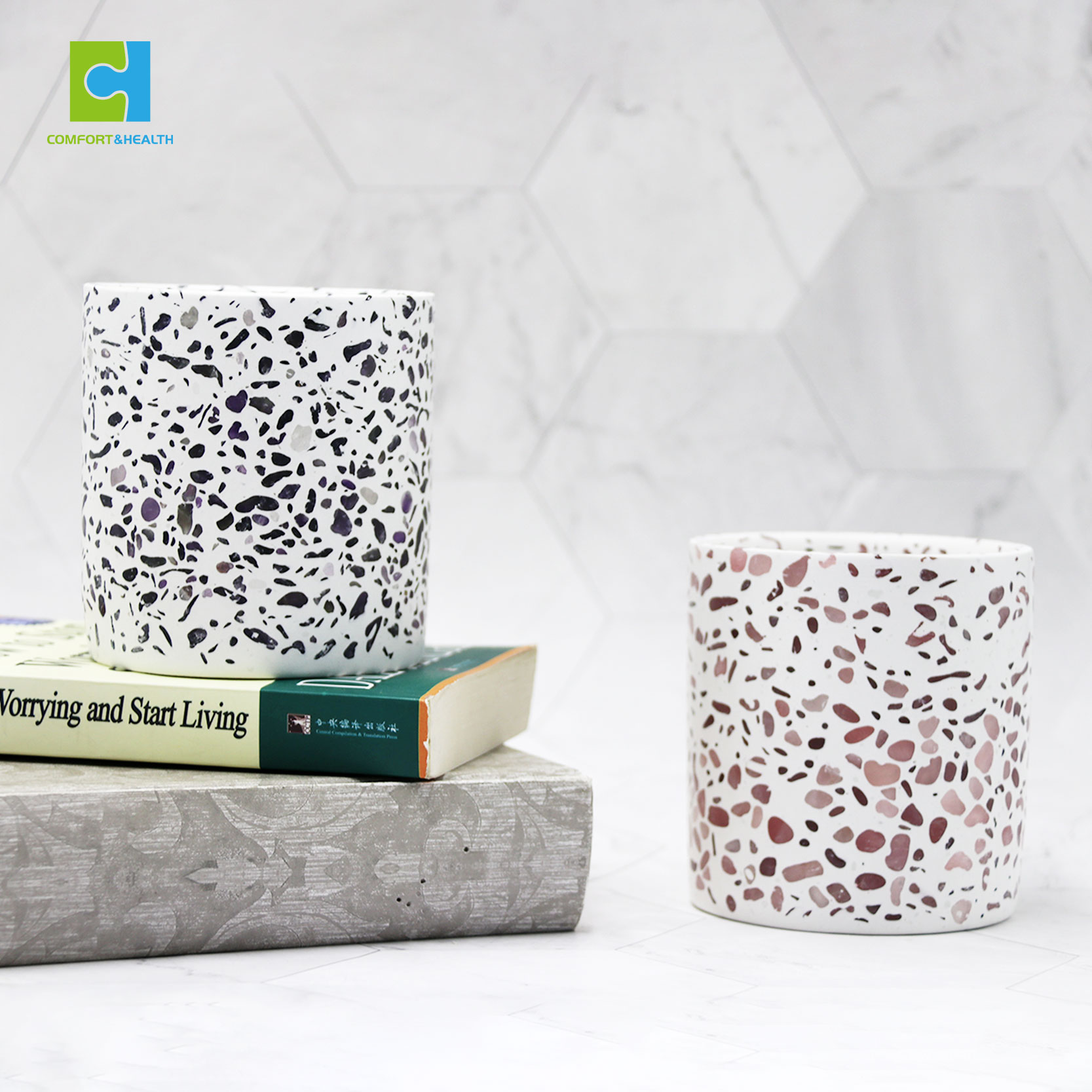 Handmade Wholesale Eco-Friendly Personalized Healing Crystal Jar Ceramic Tealight Candle Holders