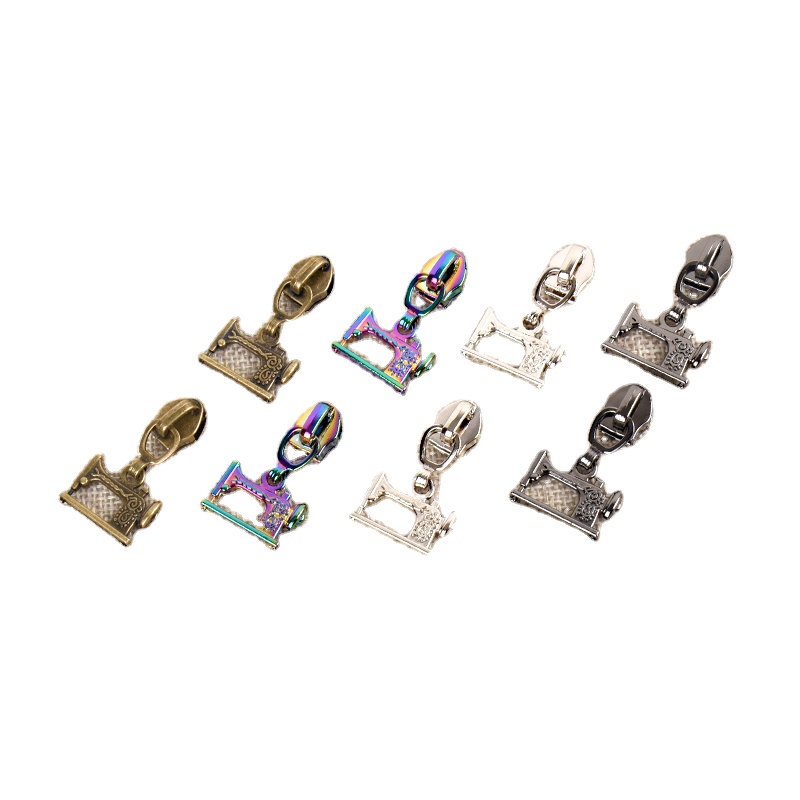 Fashion Colorful Sewing Machine Shape Zipper Custom Painted Metal Slider Zipper