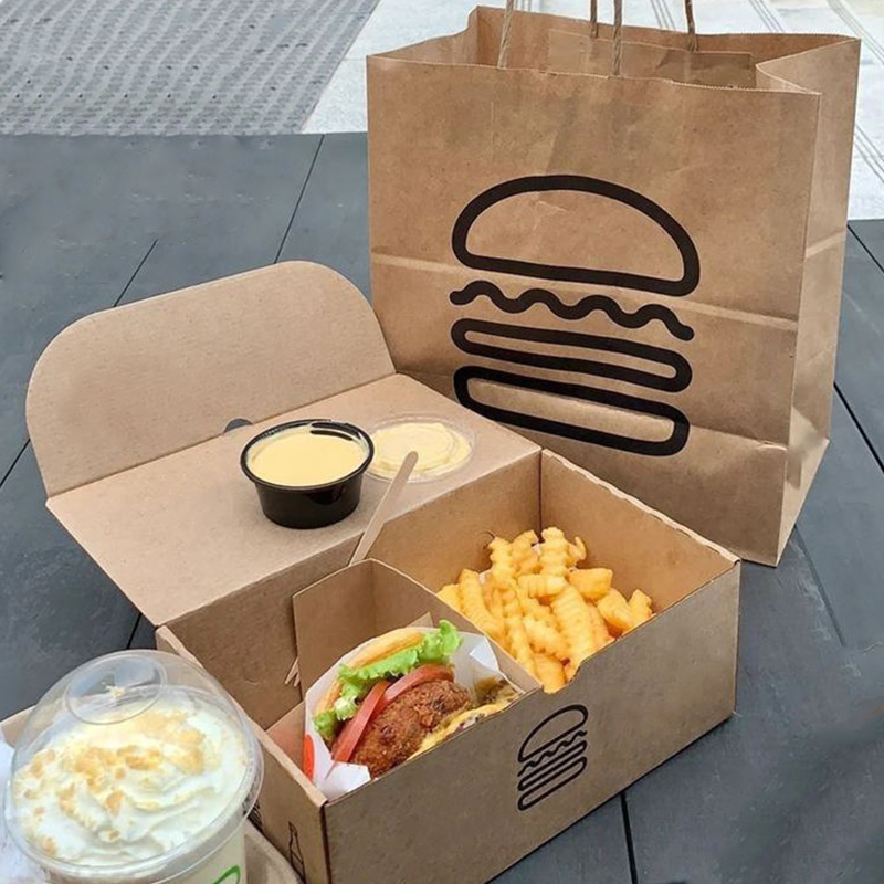Custom Printed Takeaway Fried Chicken Burger Paper Box Fish And Chips Potato Fries Street Snack Food Packaging Box For Fast Food
